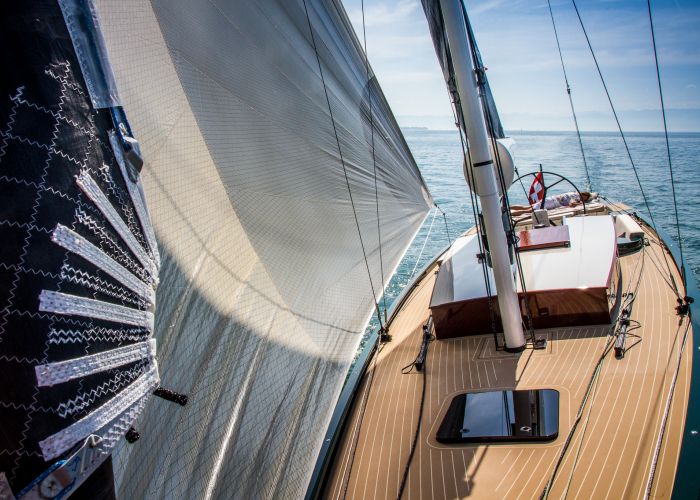 image of sailboat with faux teak decking or synthetic decking