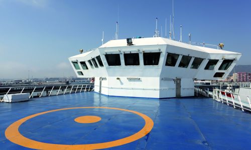 faux synthetic or composite decking on commercial vessel