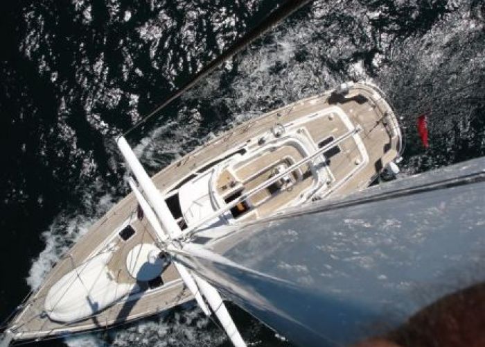 Sailing yacht view from mast top
