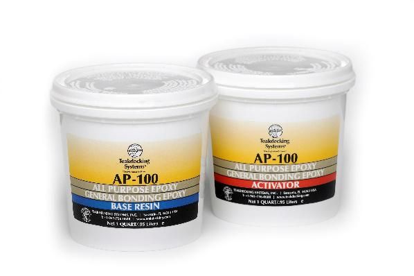 Photos of 2 containers of AP-100, All Purpose Epoxy, Base Resin and Activator