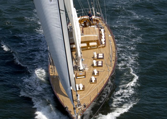 Sailing yacht aerial view